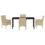 Ensemble de salle à manger de jardin 5 pièces vidaXL avec coussins en rotin poly beige