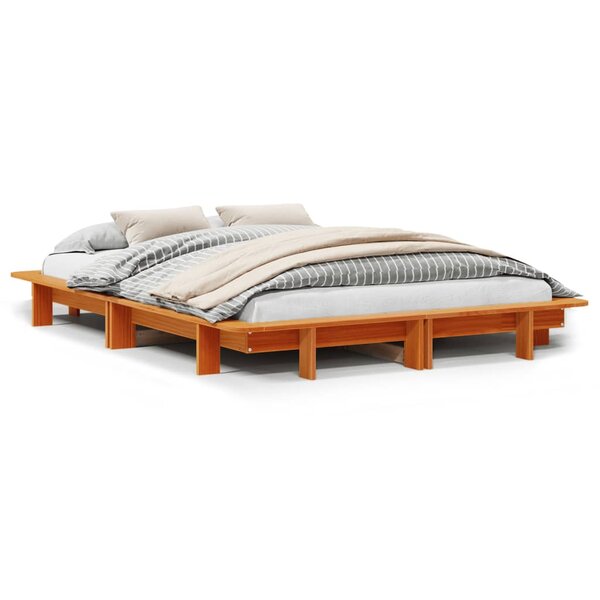 vidaXL Cadre de lit sans matelas cire marron 150x200cm bois pin massif
