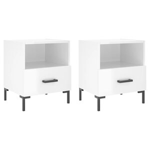 vidaXL Tables de chevet 2 Pièces blanc brillant 40x35x47 5 cm