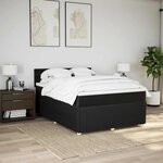 vidaXL Sommier à lattes de lit avec matelas Noir 140x190 cm Tissu
