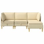 vidaXL Canapé modulaire avec rangement 4 Pièces Crème Tissu