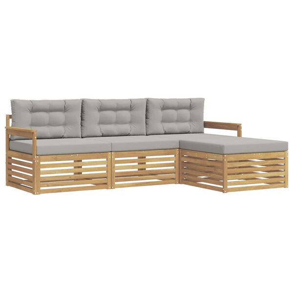 vidaXL Ensemble de canapés d'extérieur 4 pc Blanc et gris clair