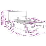 vidaXL Cadre de lit Chêne fumé 150 x 200 cm Bois d'ingénierie