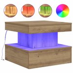 vidaXL Table basse avec lumières LED chêne artisanal 50x50x40 cm