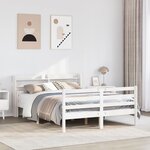 vidaXL Cadre de lit et tête de lit sans matelas blanc 135x190 cm