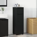 vidaXL Cabinet de salle de bain avec tiroir Noir 30 5 x 30 x 101 cm
