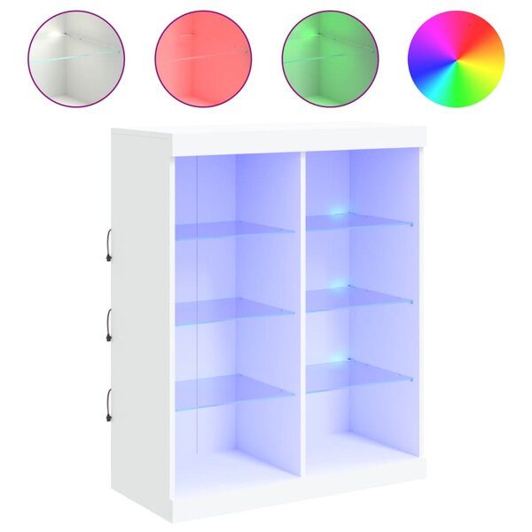 vidaXL Buffet avec lumières LED blanc 81x37x100 cm