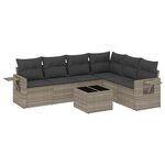 vidaXL Salon de jardin avec coussins 7 Pièces gris clair résine tressée