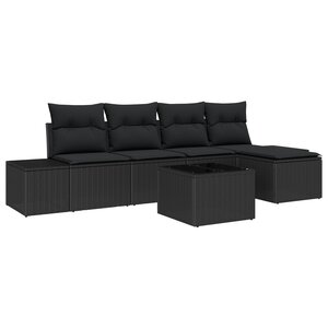 vidaXL Ensemble de Canapés de Jardin 6 Pièces avec Coussins Beige Poly Rattan