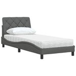 vidaXL Lit avec matelas gris foncé 90x200 cm tissu