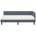 vidaXL Cadre de lit d'angle avec matelas 2 pc Gris foncé 90 x 200 cm