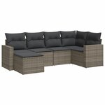 vidaXL Salon de jardin 6 Pièces avec coussins gris résine tressée