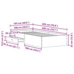 vidaXL Lit Noir Chêne 100x200 cm Bois d'ingénierie