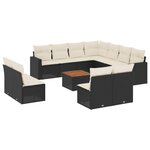 vidaXL Salon de jardin 12 Pièces avec coussins noir résine tressée