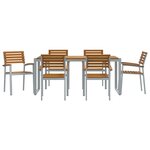 vidaXL Ensemble de salle à manger de jardin 7 pièces en bois d'acacia et métal