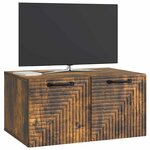 vidaXL Meuble TV mural Chêne fumé 59 5 x 41 x 30 cm Bois d'ingénierie