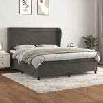 vidaXL Sommier à lattes de lit et matelas Gris foncé 180x200cm Velours