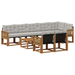 vidaXL Ensemble de canapés d'extérieur 9 pc Naturel et gris clair