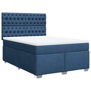 vidaXL Sommier à lattes de lit avec matelas Bleu 160x200 cm Tissu