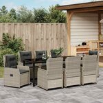 vidaXL Ensemble de salle à manger pour jardin 9 Pièces Gris clair