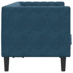 vidaXL Canapé Chesterfield avec traversins 2 places bleu velours