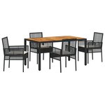 vidaXL Ensemble de salle à manger de jardin 5 pièces avec coussins Noir Rotin synthétique