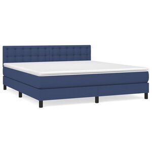 vidaXL Sommier à lattes de lit avec matelas Bleu 180x200 cm Tissu
