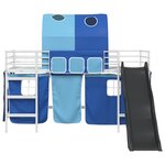 vidaXL Lit mezzanine pour enfants Blanc et Bleu 79 5 x 200 cm Métал