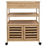 vidaXL Chariot de Cuisine avec Roues Naturel 59 5 x 36 x 82 cm Bambou