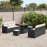 vidaXL Ensemble de canapé de jardin 9 Pièces Noir polyrotin