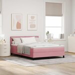 vidaXL Lit à ressort LED avec matelas Rose 140 x 200 cm Velours