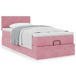 vidaXL Cadre de lit ottoman avec matelas rose 80x200 cm velours