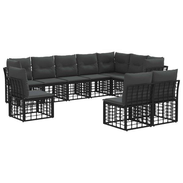vidaXL Ensemble de canapés d'extérieur Noir Polyester