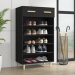 vidaXL Armoire à chaussures Noir 60x35x105 cm Bois d'ingénierie