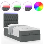 vidaXL Lit ottoman avec matelas et LED gris foncé 90x200 cm tissu