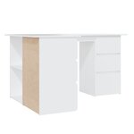 Bureau table poste de travail meuble d'ordinateur informatique étude d'angle 145 x 100 x 76 cm bois d'ingénierie blanc 02_0023666