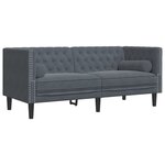 vidaXL Ensemble de canapé Chesterfield et traversins 3 Pièces gris foncé