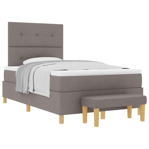 vidaXL Lit à ressorts avec tête de lit Taupe 190 x 120 cm tissu