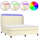 vidaXL Sommier à lattes de lit matelas LED Crème 160x200 cm Similicuir