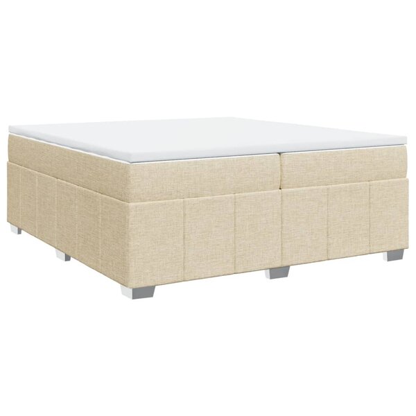 vidaXL Sommier à lattes de lit avec matelas Crème 200x200 cm Tissu