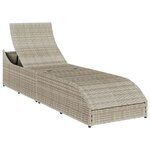 vidaXL Chaise longue pliante coussin et rangement gris clair polyrotin
