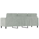 vidaXL Canapé à 3 places Gris clair 180 cm Velours