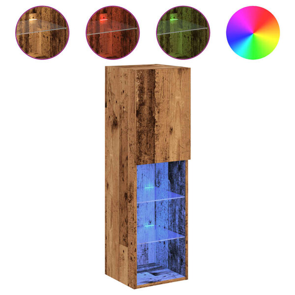 vidaXL Meuble TV avec lumières LED vieux bois 30 5x30x102 cm