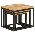vidaXL Tables basses gigognes 3 Pièces bois massif de manguier et fer
