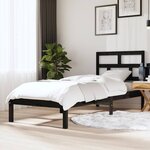 vidaXL Cadre de lit Noir 75x190 cm Petit simple Bois massif