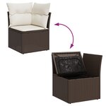 Ensemble de canapé de jardin 6 pièces avec coussins en rattan poly marron