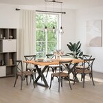 vidaXL Table à manger et bord naturel bois massif chêne