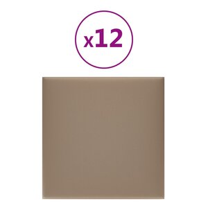 vidaXL Panneaux muraux 12 Pièces Cappuccino 30x30 cm Similicuir 1 08 m²