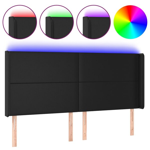 vidaXL Tête de lit à LED Noir 203x16x118/128 cm Similicuir