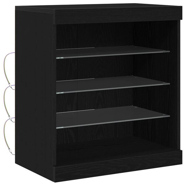 vidaXL Buffet LED Chêne noir 60 5 x 37 x 67 cm Bois d'ingénierie
